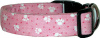 Pink & White Paw Prints Handmade Dog Collar